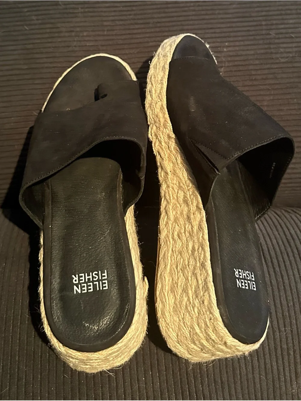 Eileen Fisher Black Suede Espadrille Slide